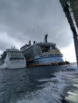 Brilliance next to one of the mega ships!