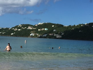 The view from Magen’s Bay Beach in  St. Thomas