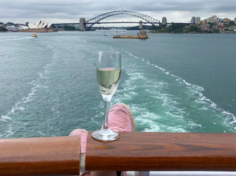 Welcome champagne in our suite as we farewell Sydney.