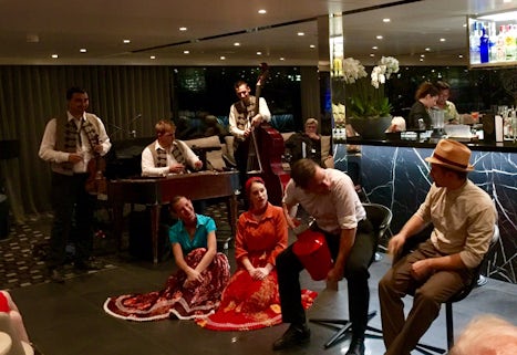 Hungarian dancers and band on board