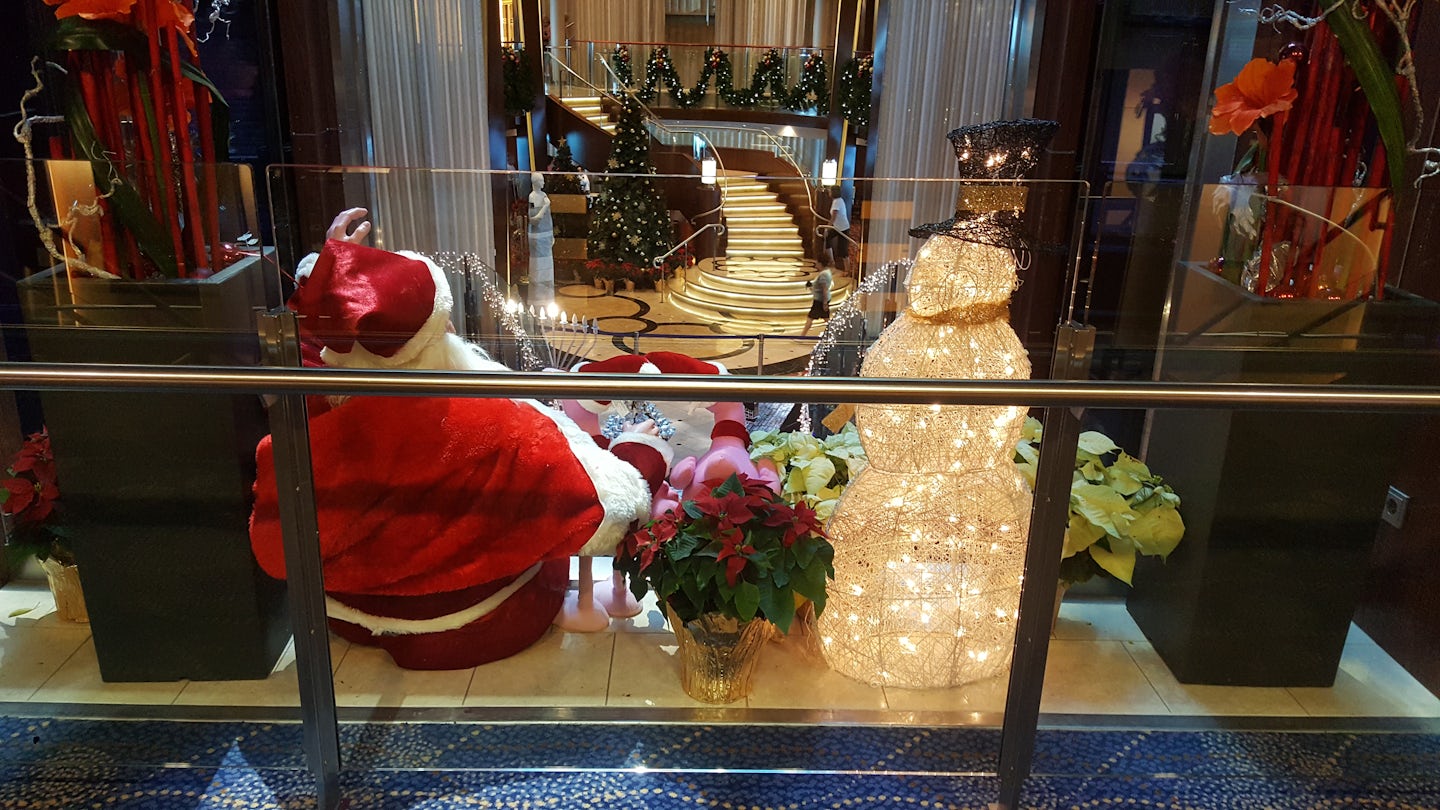 Santa keeping watch over the atrium
