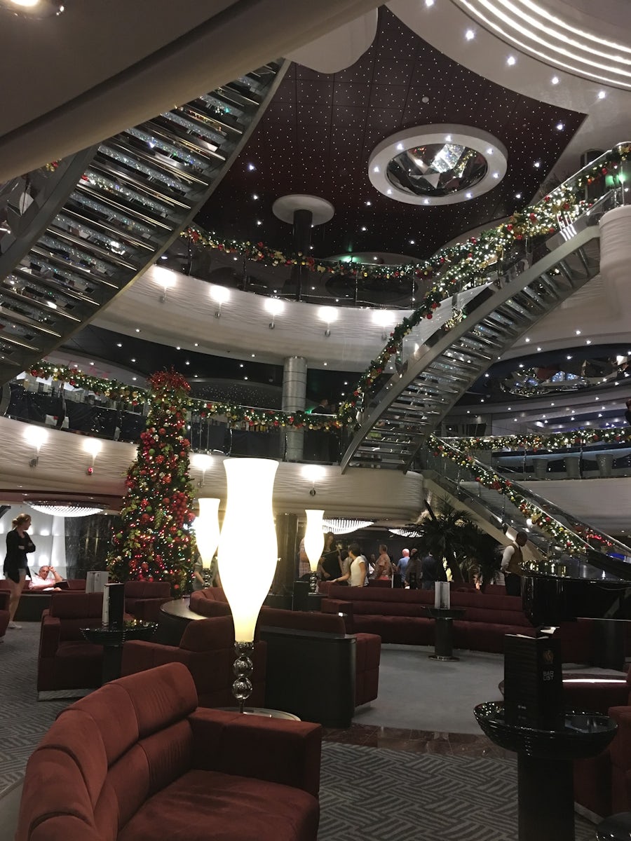 Main reception decorated for Christmas