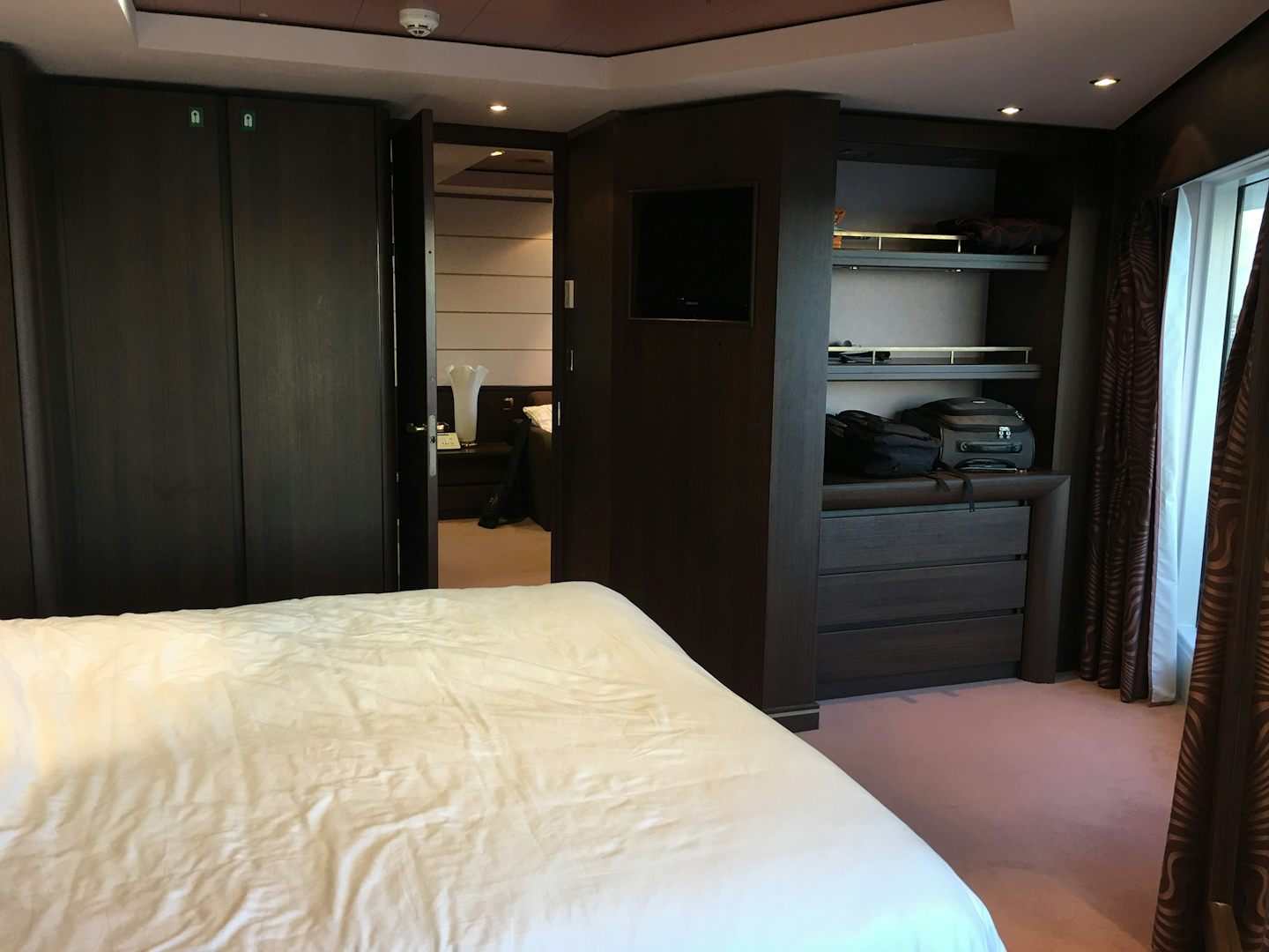 Bedroom of suite (not made up by steward)