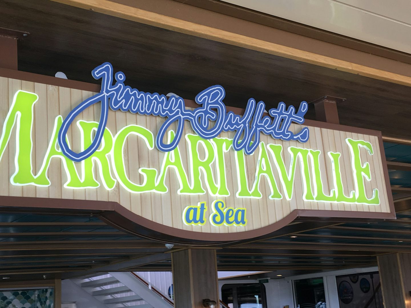 This is the sign from the getaway’s Margaritaville at Sea.