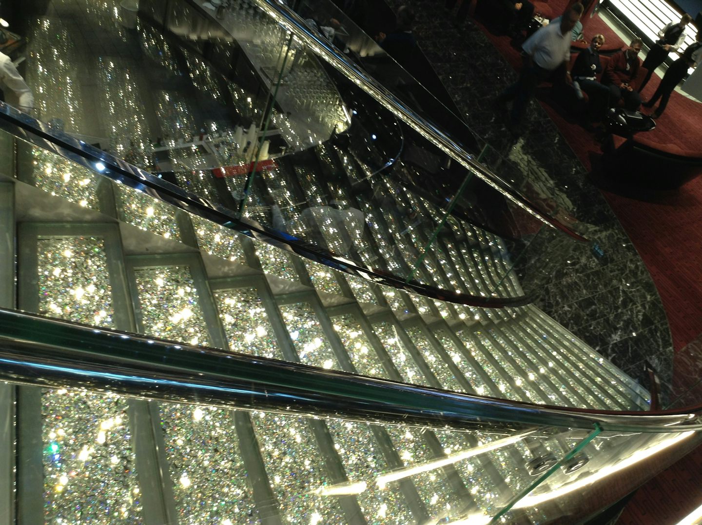 Beautiful stairs in the Atrium.  3 stories of the beautiful Swarovski cryst