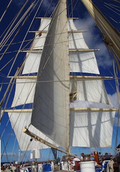 Star Flyer sails unfurled as we depart Grenada.