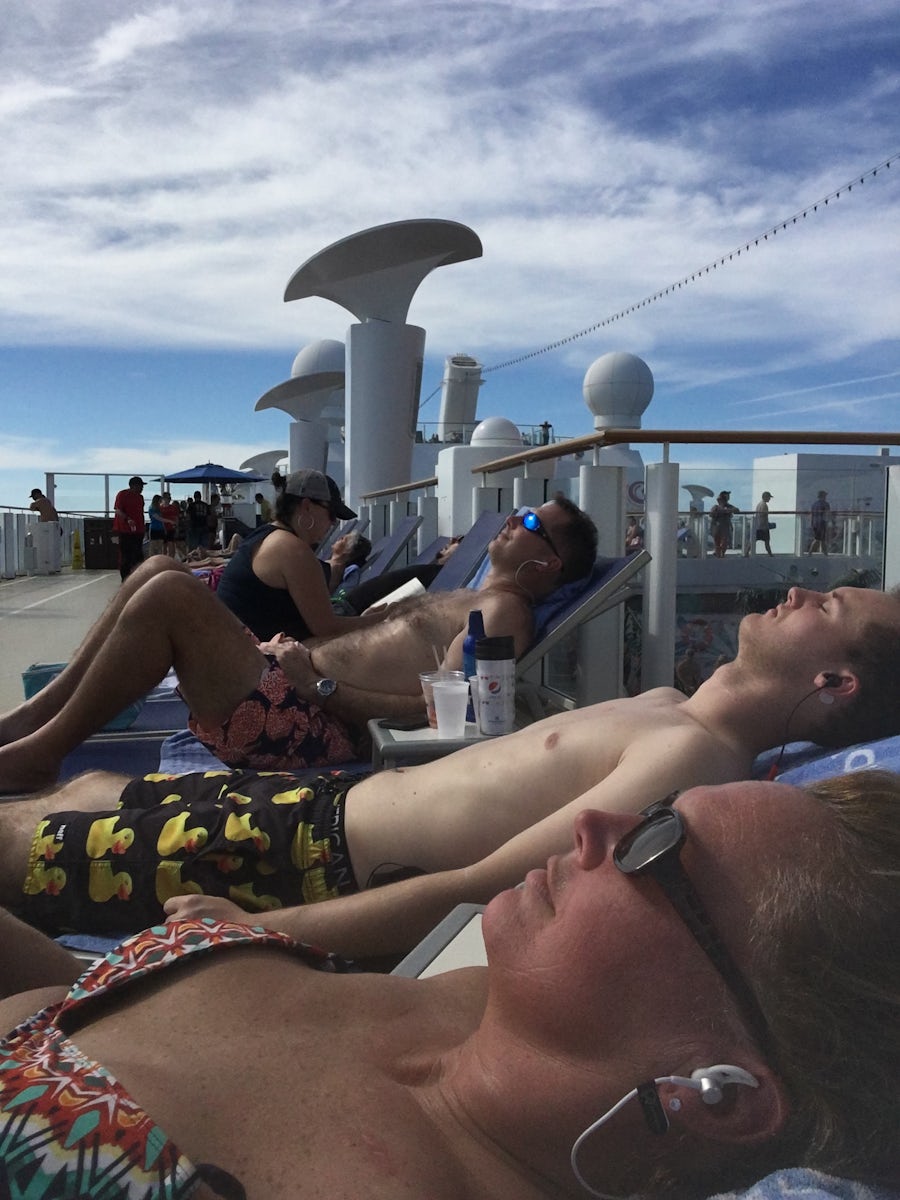 Relaxing on the pool deck