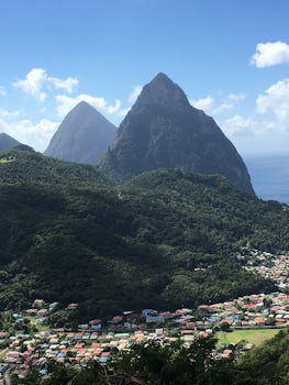 The Pitons in St. Lucia.  Not sure why the pic is sideways.  But the pic do