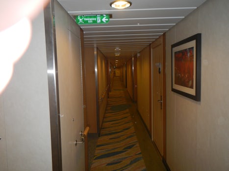 One of the looong hallways of staterooms on the ship. It takes a while to w