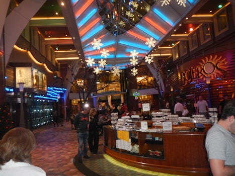 Inside the ship looking at just one part of the Royal Promenade. They sold