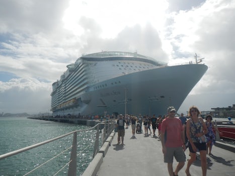 Getting off of the ship in St. Thomas on a partly cloudy day. Temps in the