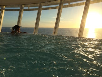view of the hot tub that hangs off the side of the ship