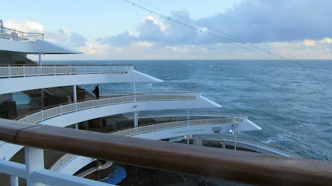 The windy weather we experienced blew spray right up to the higher decks.