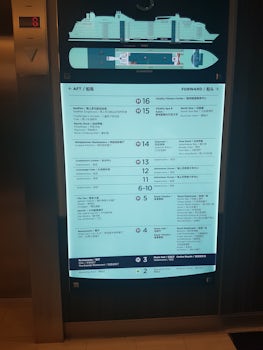 This is the layout of the ship, as seen on the elevator. Note the signs in