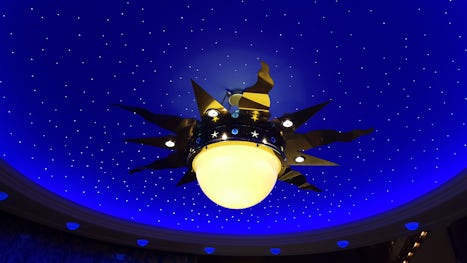 Cool ceiling feature and light at the entrance of the casino