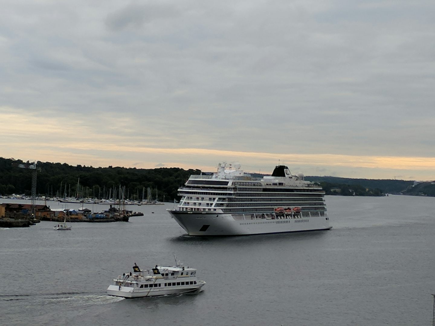 Viking Cruise ship pulling into Ole Town harbor inn Stockholm