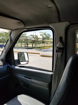 Driving around Cozumel with our driver Sergio from Tours Plaza.