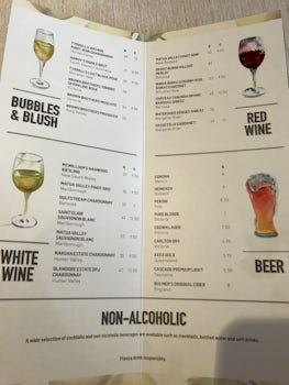 Wine list from The Pantry (food court)