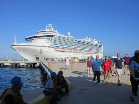 Passengers leaving Crown Princess for stopover at Cozumel in Mexico.