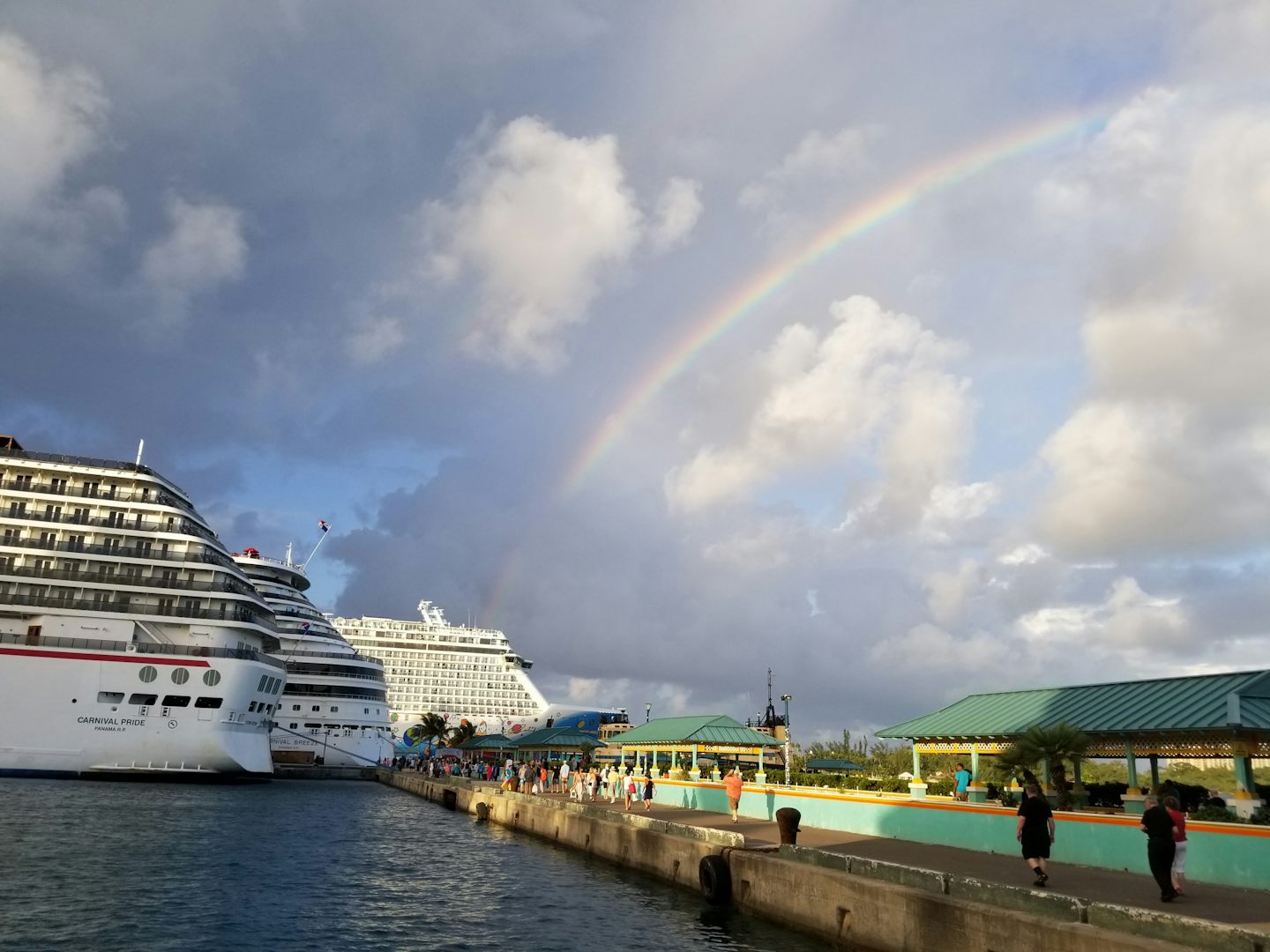 We saw two magnificent rainbows on this ship.. This one was  Leaving Nassau, Bahamas.. Everything about our trip was beautiful. And we had so much fun and so Bahamas we highly recommend Senior Frogs, fat Tuesday, and  If you