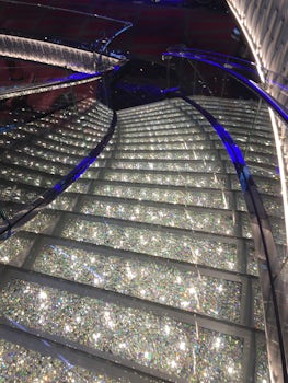 Crystal staircase, ship is beautiful but not ready for American passengers.