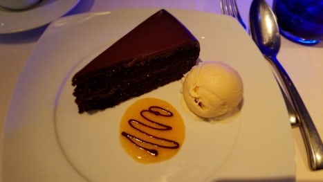 Sacher Torte with apricot and peanut butter ice cream from Blu
