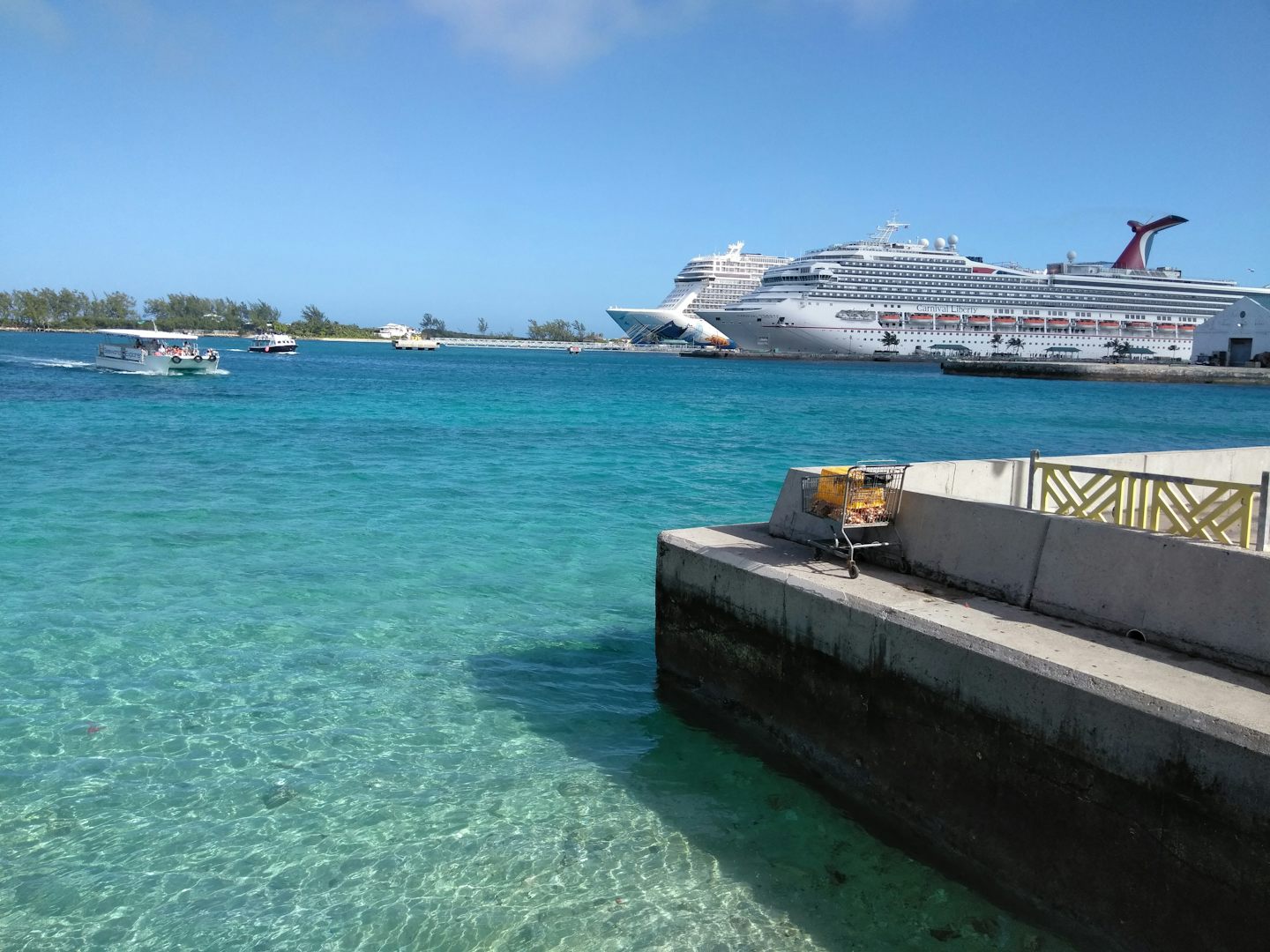 Beautiful view in Nassau of our cruise ship. We went on this for my husband
