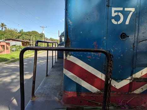 Photo of train locomotive on Cost Rica plantation train excursion.
