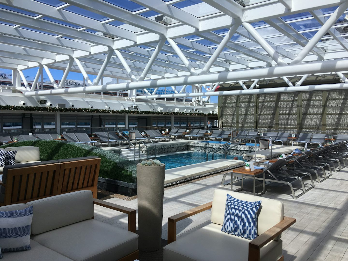 Main pool with roof closed.