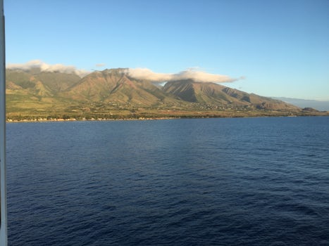Lanai Hawaii whales in the area and beautiful weather.  Ship anchored in Maui.