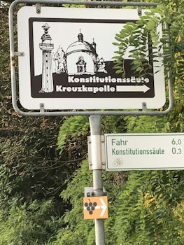 Road sign for Constitutional Column celebrating 10th anniversary of 1818 Ba