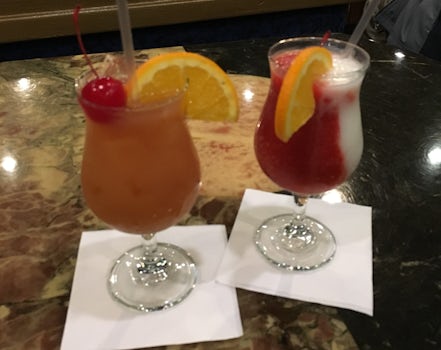 Pirate punch and Miami vice, in the Blue Sapphire lounge.