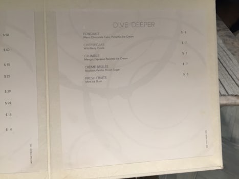 Dessert options at the Ocean's Cay Restaurant