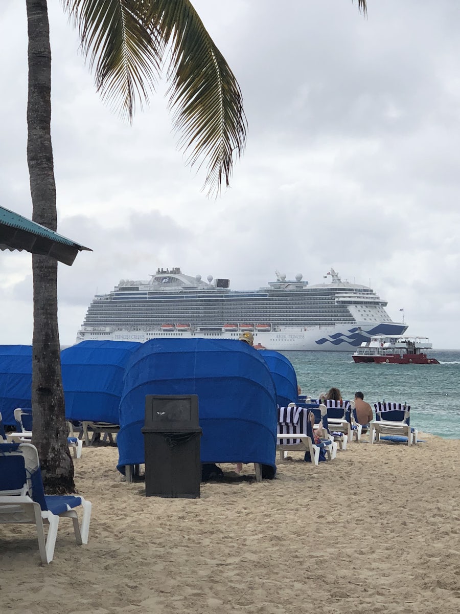 Our ship off the shore at Princess Cays (their private beach)