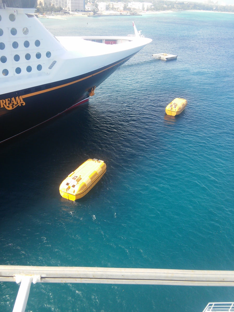 Disney Dream running life boat drills while ported in Nassau, Sorry if it