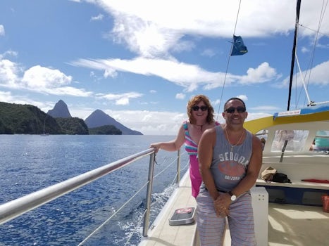 St Lucia Catamaran Cruise to Ladera Resort.  The crew make this trip a blas