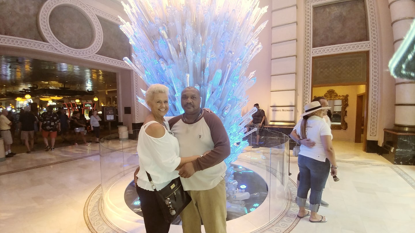 My husband and I were standing in front of a sculpture in Atlantis, Bahamas