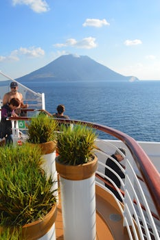 Passing the Stromboli volcano south of Sicily