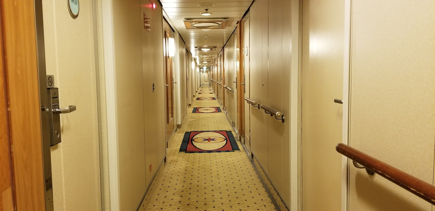 The hallway outside the room. We can a good bit of a walk to get anywhere n