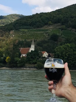 Enjoying scenic cruising in the Wachau Valley. This is a toast to Viking for many jobs well done every day of our adventure. This day we were plying the Danube, enjoying the sun, learning new things, all in the company of some fun new friends.