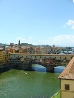 View of the Ponte de Vecchio from the Uffizi Galleria in Florence