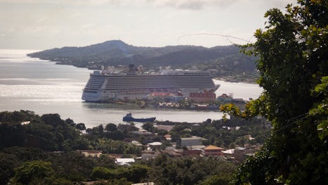 our ship from the hillside in Roatan