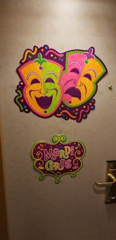 Mardi Gras cabin door decorations...many creative ones on our floor...7th