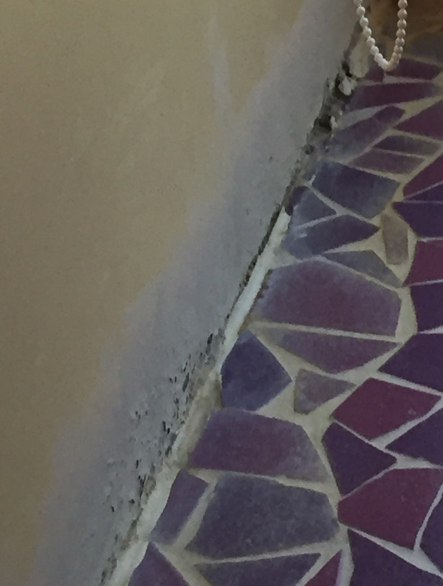 Moldy walls and floors in spa.