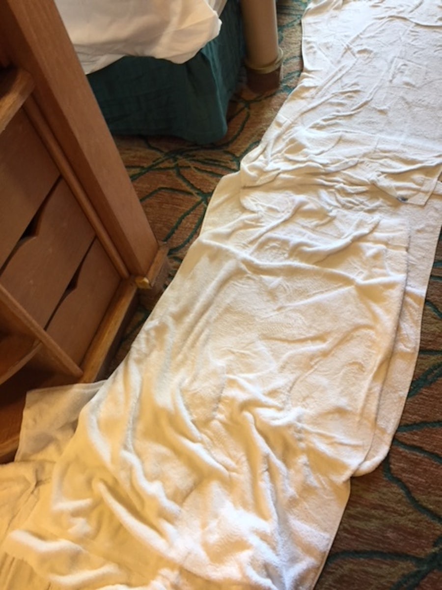 The attendant threw towels everywhere in our suite that was flooded.