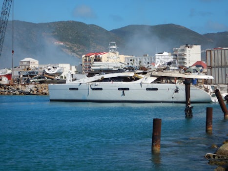 A yacht destroyed in the hurricane. We were with Captain Bob's tour.