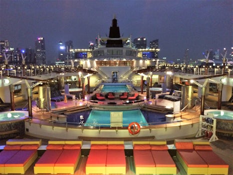 Resort deck at night