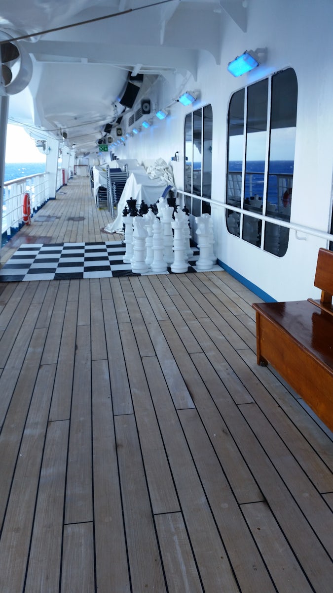 one of the few quiet decks and with an outdoor ocean view (Deck 3)