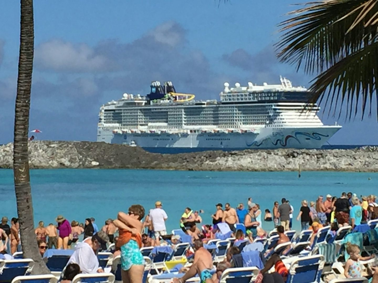 The Epic anchored at GREAT Stirrup Cay