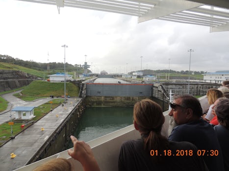 Entering the Panama Canal from the Atlantic.